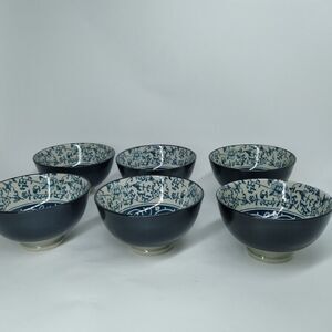 Cheng's Porcelain Footed 5 3/4"D X 2 1/2"H Rice Bowls Set of 6 VGC